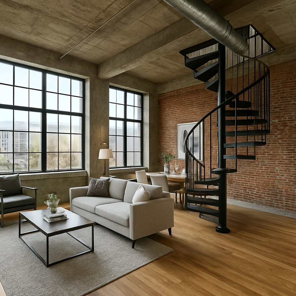 Industrial loft condo interior